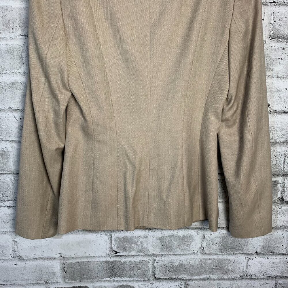 Escada Silk Wool Cotton Blend Earthy Toned Two Button Structured Blazer Coat - Picture 8 of 16